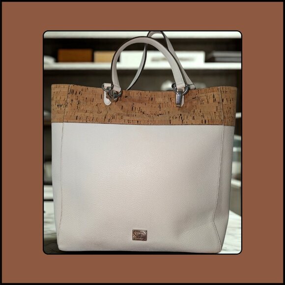 Ralph Lauren White Leather & Cork Satchel - Picture 1 of 3